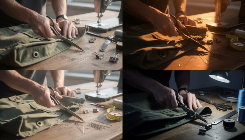 Démarrer un projet DIY avec des cabas en toile militaire upcyclée
