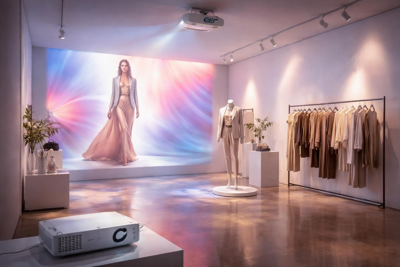 découvrez comment un vidéoprojecteur acer peut métamorphoser votre espace en un showroom digne d'un défilé, offrant une ambiance immersive et professionnelle.