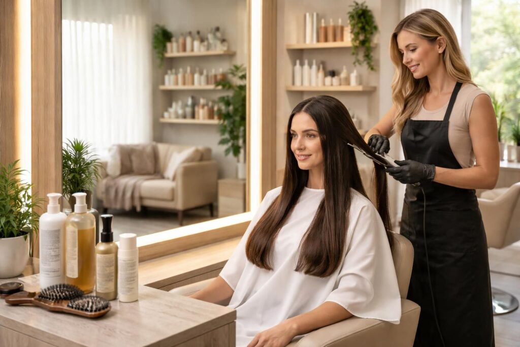Prix du lissage brésilien : salon, retouches et entretien