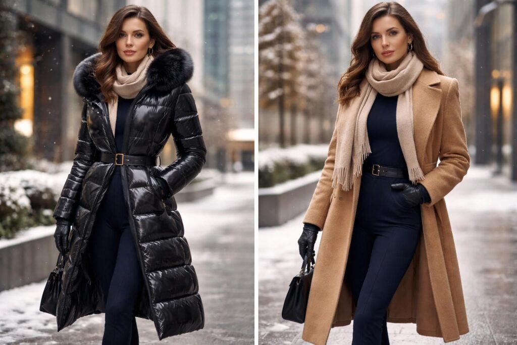 Quelle veste avec une combinaison bleu marine pour un hiver élégant sans compromis ?