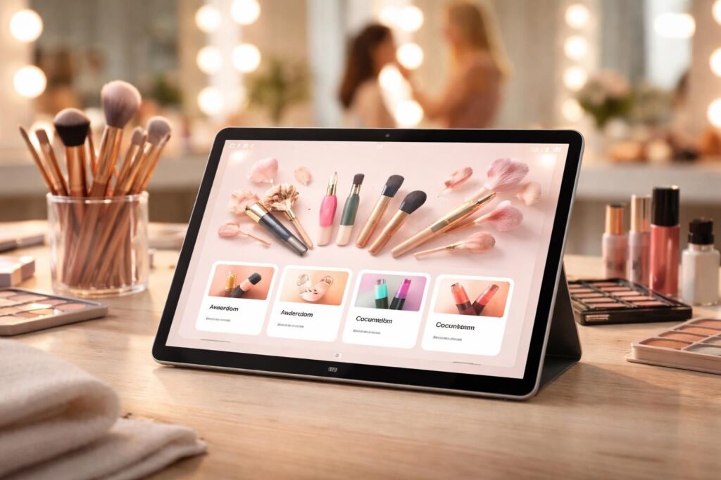 Réserver un atelier make-up : tablette Samsung en booking express