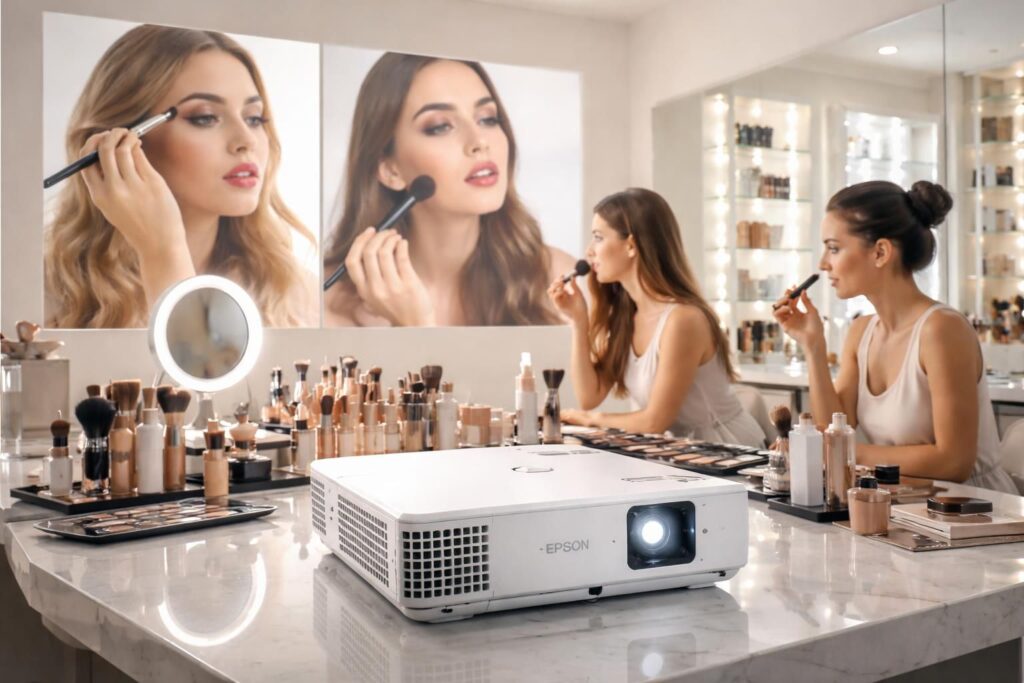 Animation beauté : tutos grand format avec vidéoprojecteur Epson