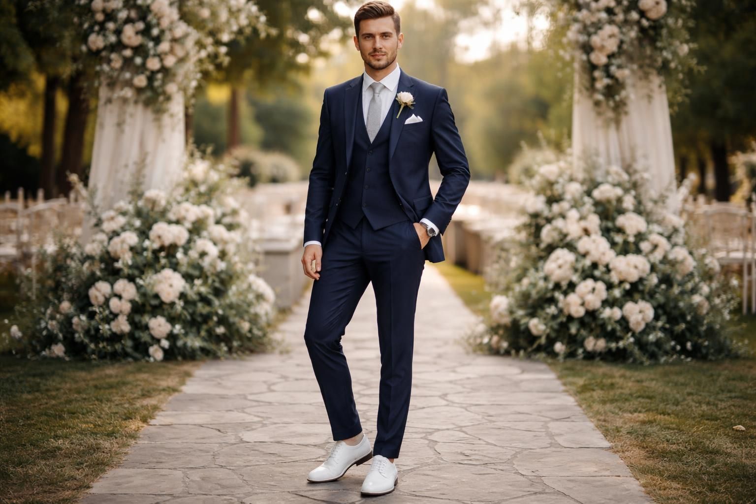 découvrez comment associer un costume avec des chaussures blanches pour un mariage, alliant élégance et originalité sans faute de goût.