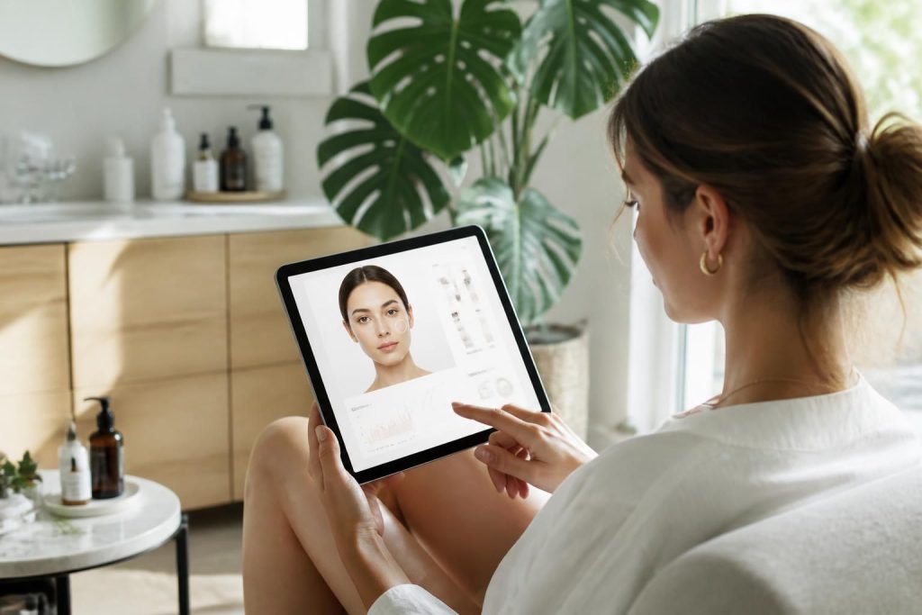 découvrez notre diagnostic peau personnalisé et suivez une routine beauté sur mesure, guidée pas à pas sur ipad pour des résultats optimaux.