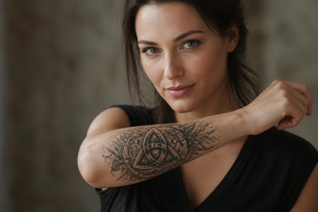 découvrez l'histoire fascinante et la signification profonde du tatouage triquetra pour une femme, un symbole riche en mystère et en spiritualité.